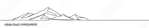 Mountains continuous one line drawing. Mountain sign in simple linear style.