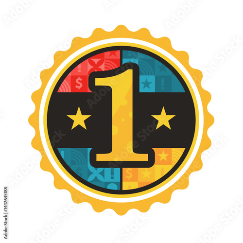 first place, award - colored badge, sticker, mark - vector illustration