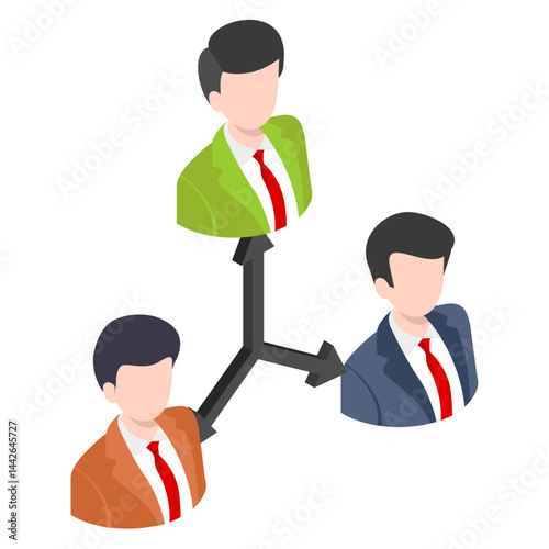 Manager and subordinate level isometric Concept, Senior and Junior Team Members stock illustration, HRM Symbol, Company Staff Vector color Icon design, Manpower Sign