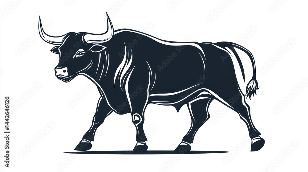Fototapeta premium Powerful Bull Silhouette Illustration (1)