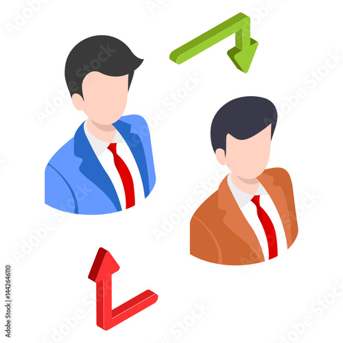 Skill Transfer isometric Concept, Sharing experience with employee each other vector color icon design, Generation Gap Stock illustration, hr sign, Developing Employee Replacement Sign, hrm symbol,