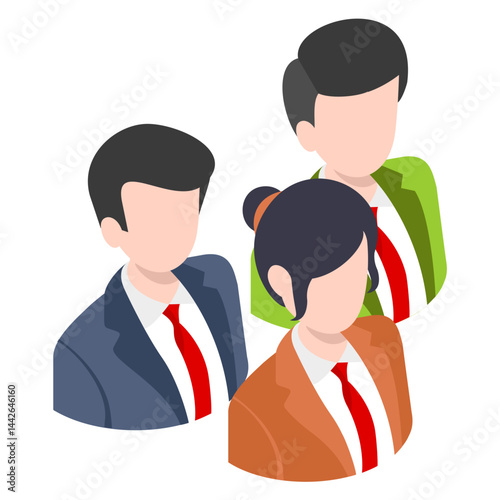 Recruitment team structure isometric Concept, Work Group isometric Concept, hrm symbol,  direct supervisor and ceo Vector color Icon Design, hr sign, business character stock illustration