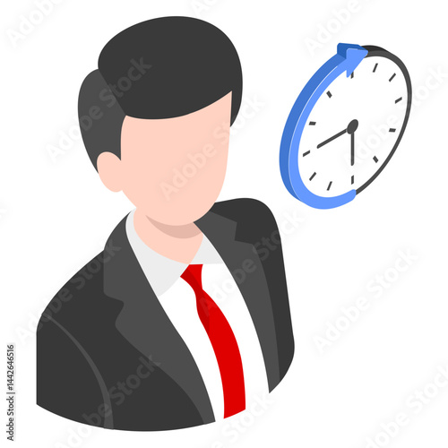 Part time Employee isometric Concept, Non Permanent Staff Member, Visiting Faculty Vector color Icon design, hrm symbol, Gig Based Resource Sign, HR Business Character stock illustration