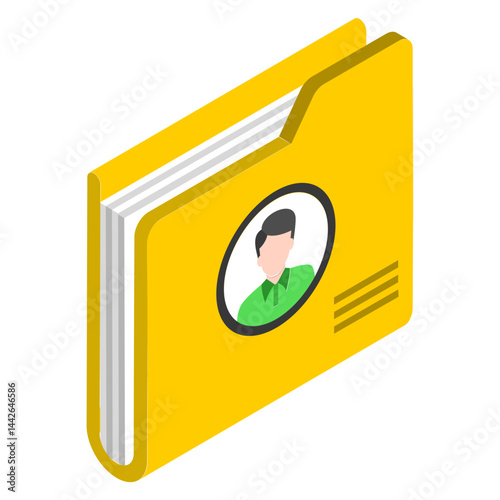 Employee Profile Folder isometric Concept, Employee Contract Vector color Icon Design,Hrm Symbol, Avatar Folder Stock illustration, hr sign
