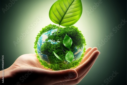 Earth Day Environment Day Nature Green Glossy background Images tree and water Photo