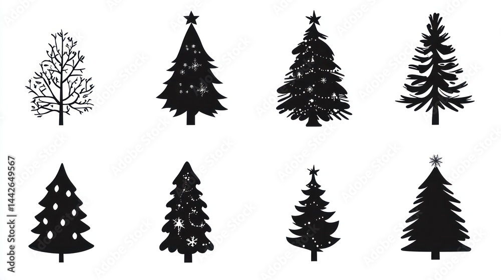 Obraz premium Christmas Tree Silhouettes Collection (3)