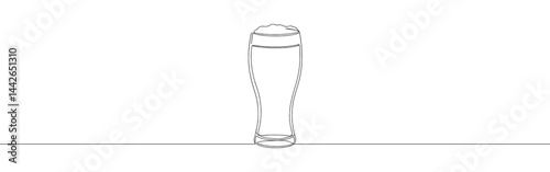Beer mug continuous one line drawing. Lager beer tankards.