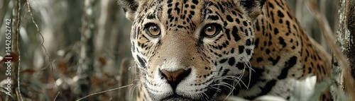 Endangered species affected by fire and climate change concept. Close-up of a stunning leopard in the wild showcasing its beauty.