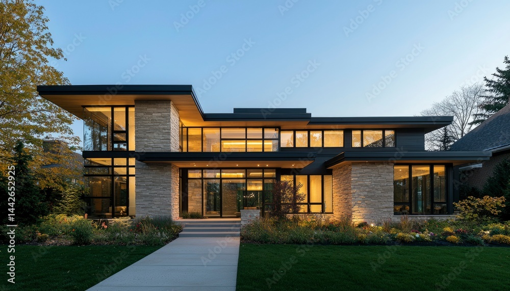 Modern home at twilight (1) Modern home at twilight (1)