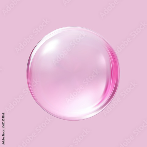 Realistic glossy glass ball.Abstract 3D light bubble with glare.Geometric abstract shape.