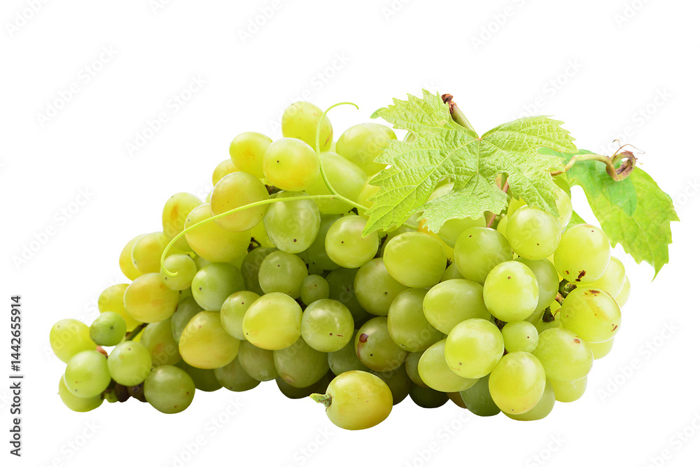 Green grapes isolated on white