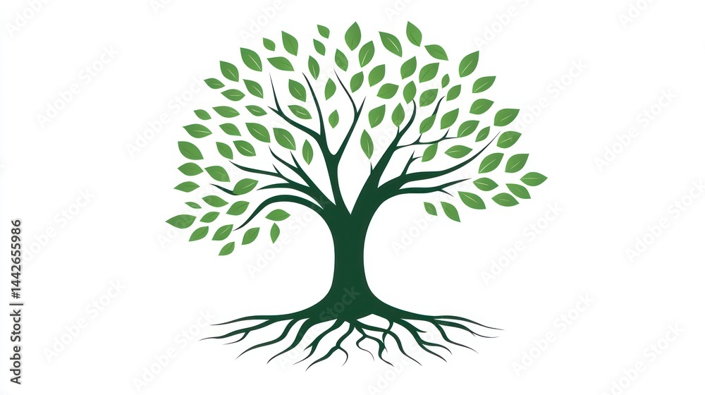 Green Tree Roots Simple Design Green Tree Roots Simple Design