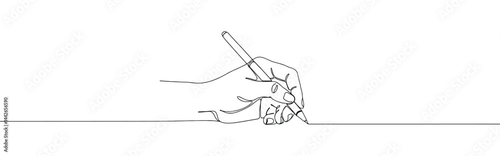 Fototapeta premium Hand writing or drawing continuous one line drawing. Line with pen.