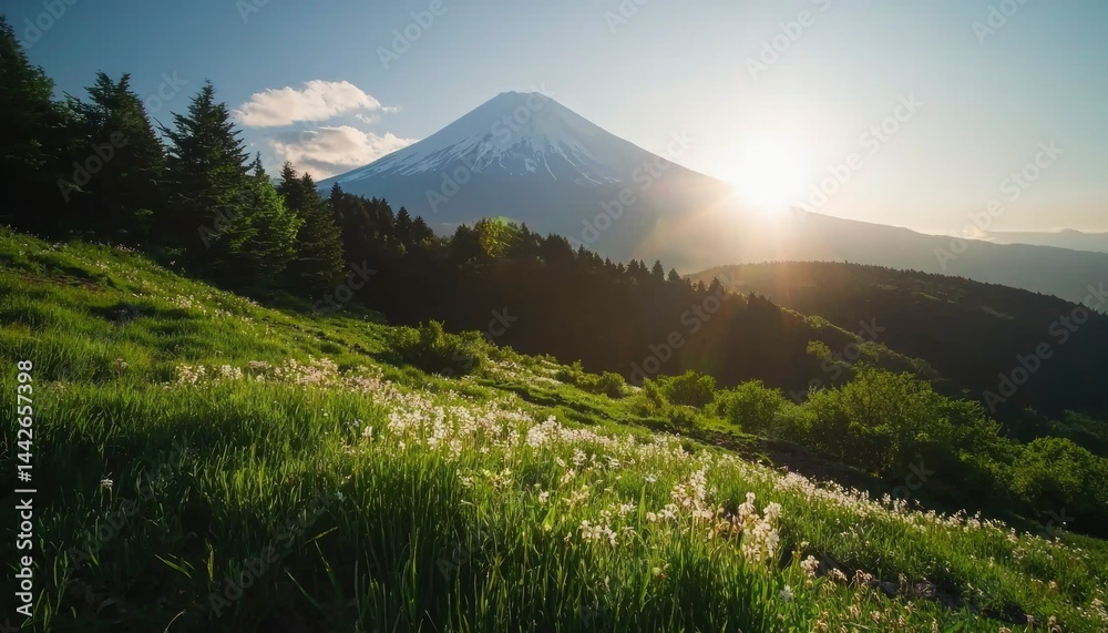 Fototapeta premium Mountain Meadow Sunrise
