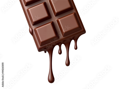 Obraz na płótnie 3D dripping chocolate bar in realistic style, symbolizing dessert temptation, ideal for food advertising, digital menus, or confectionery packaging. Generative AI w salonie