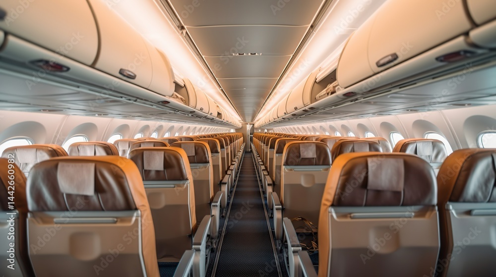 Fototapeta premium Empty Airplane Cabin