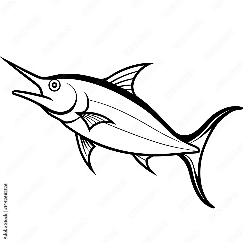Minimalist Marlin One-Line Vector Minimalist Marlin One-Line Vector