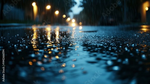 Rainy night street reflections