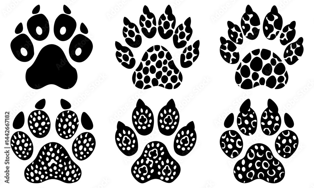 Fototapeta premium Leopard Paw Print Silhouette vector
