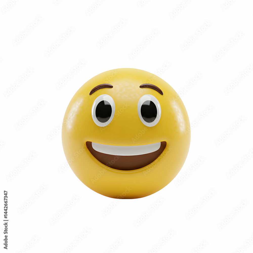 Fototapeta premium Happy Smiley Face Emoji 3D Render