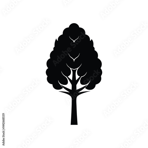 poplar silhouette vector icon white background