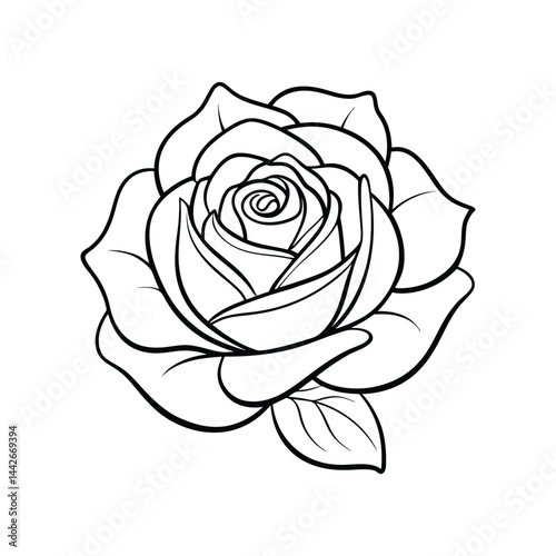 Wallpaper Mural rose flower outline line art icon, Floral Vector illustration Torontodigital.ca