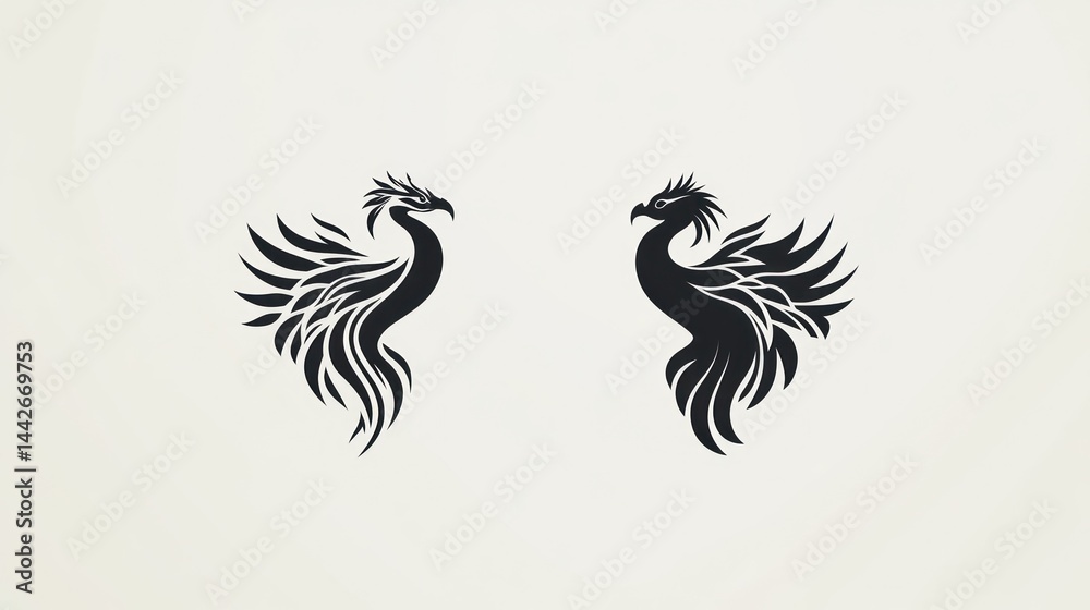 Obraz premium Dragon bird silhouettes, artistic design