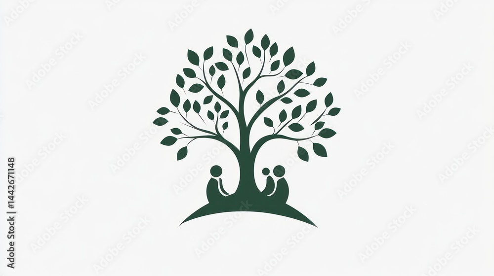Fototapeta premium Family Under Tree Logo Design
