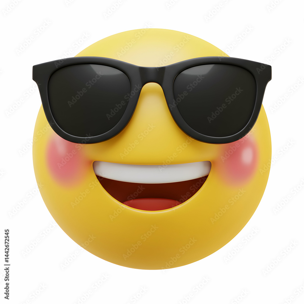Cool Emoji with Sunglasses 3D Rendered Smiley Face Image Cool Emoji with Sunglasses 3D Rendered Smiley Face Image