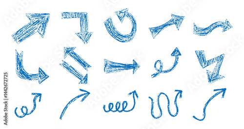 Arrow crayon pencil doodle sketch element set