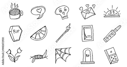 Punk doodle grafitti, Grunge grafitti with crayon pencil