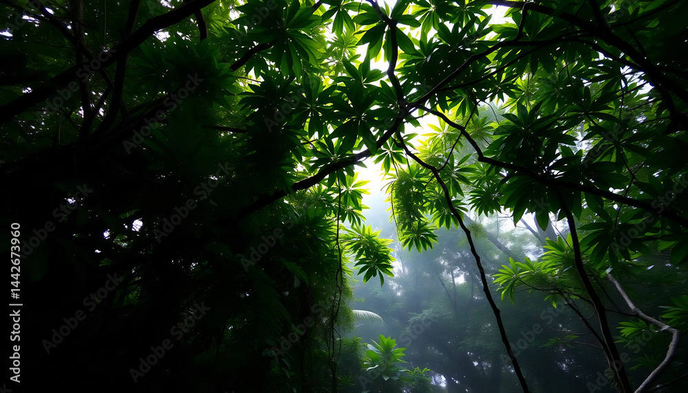 Tropical Rainforest Canopy at Dawn