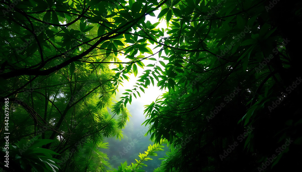 Tropical Rainforest Canopy at Dawn