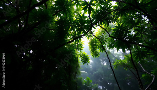 Obraz na płótnie Tropical Rainforest Canopy at Dawn w salonie