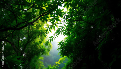 Obraz na płótnie Tropical Rainforest Canopy at Dawn w salonie