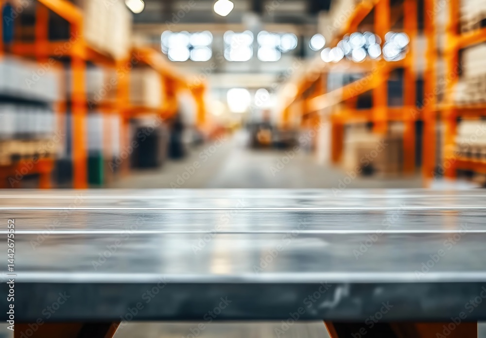 custom made wallpaper toronto digitalWarehouse interior with orange shelving units and wooden-textured foreground.