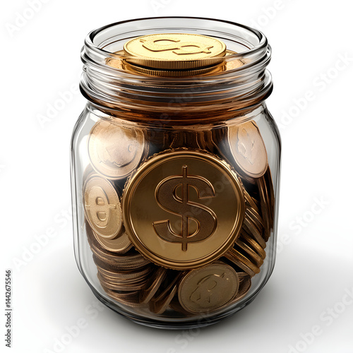 Obraz na płótnie Glass jar filled with golden coins is saving money w salonie
