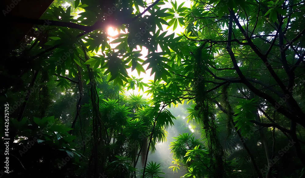 Tropical Rainforest Canopy at Dawn