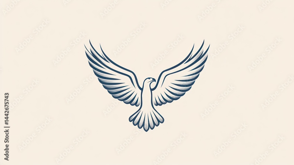 Obraz premium Dove in Flight, Light Background