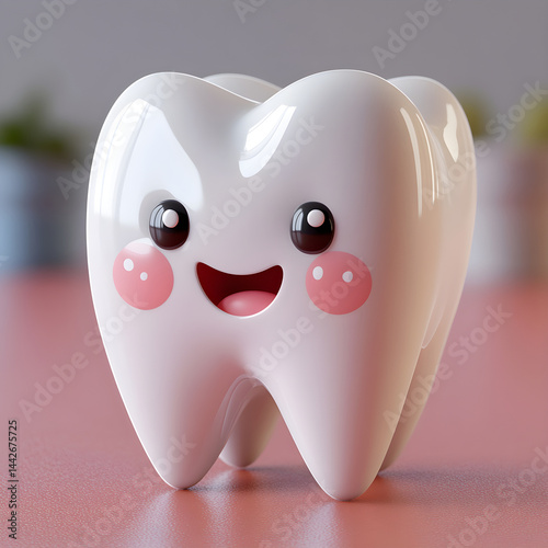 Obraz na płótnie Cute happy tooth smiling promoting dental health and hygiene w salonie