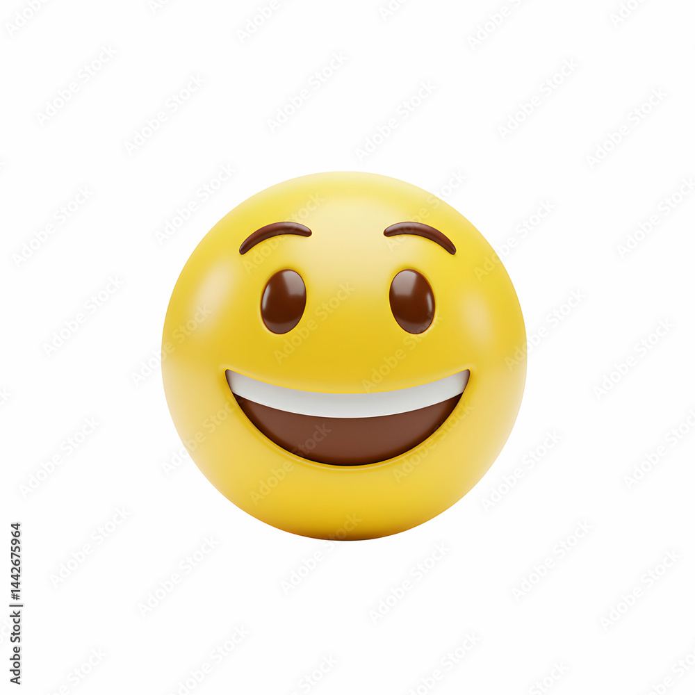 Fototapeta premium Happy Smiley Face Emoji 3D Render