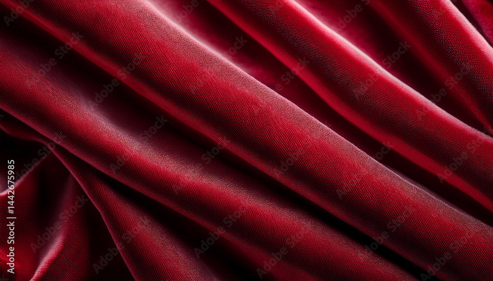 Fototapeta premium crumpled red velvet texture closeup on claret textile fabric background 3 2