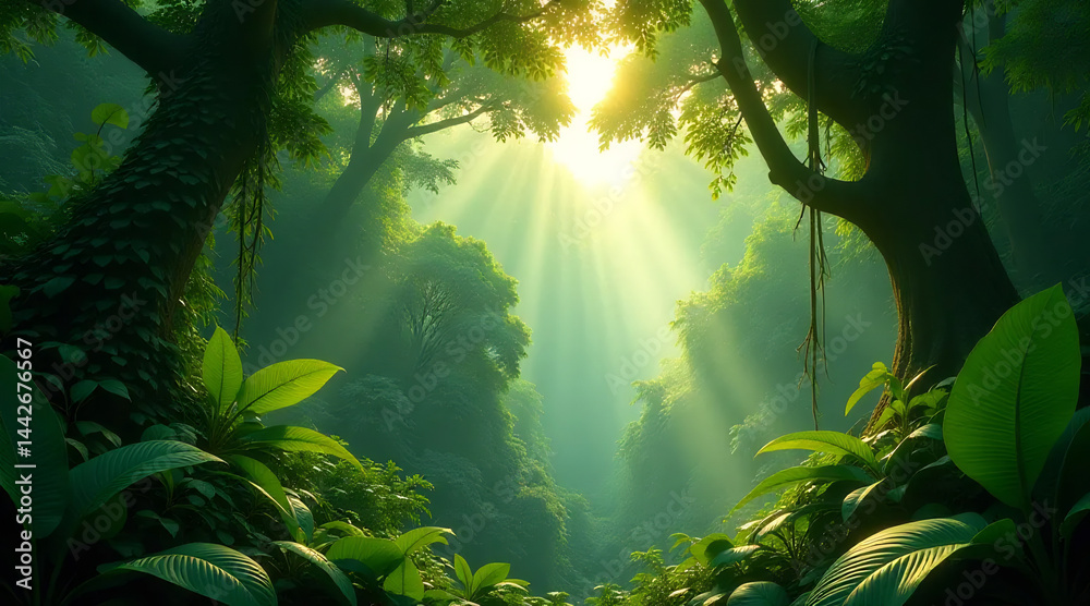 Tropical Rainforest Canopy at Dawn