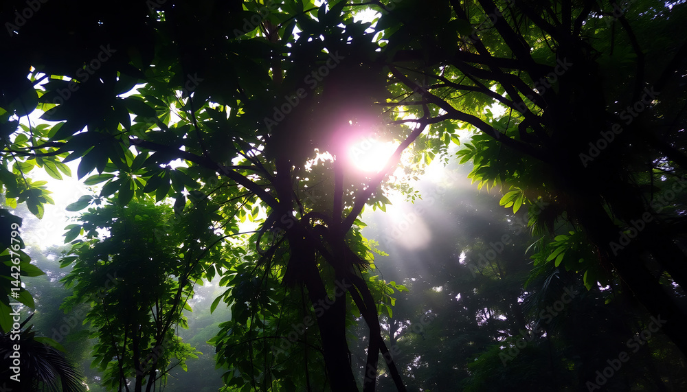 Tropical Rainforest Canopy at Dawn
