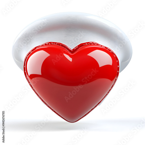 Red heart under nurse hat symbolizing healthcare and love