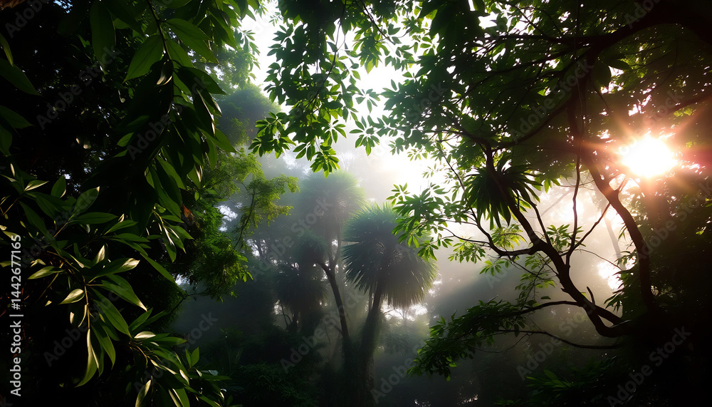 Tropical Rainforest Canopy at Dawn