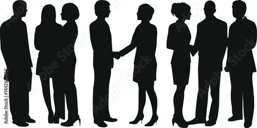 Silhouette People Networking: Group of Business Professionals