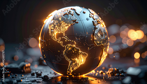 Glowing globe with illumina...
