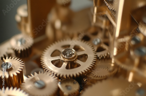 Obraz na płótnie Close-up of intricate gold clockwork gears, suitable as a steampunk background w salonie