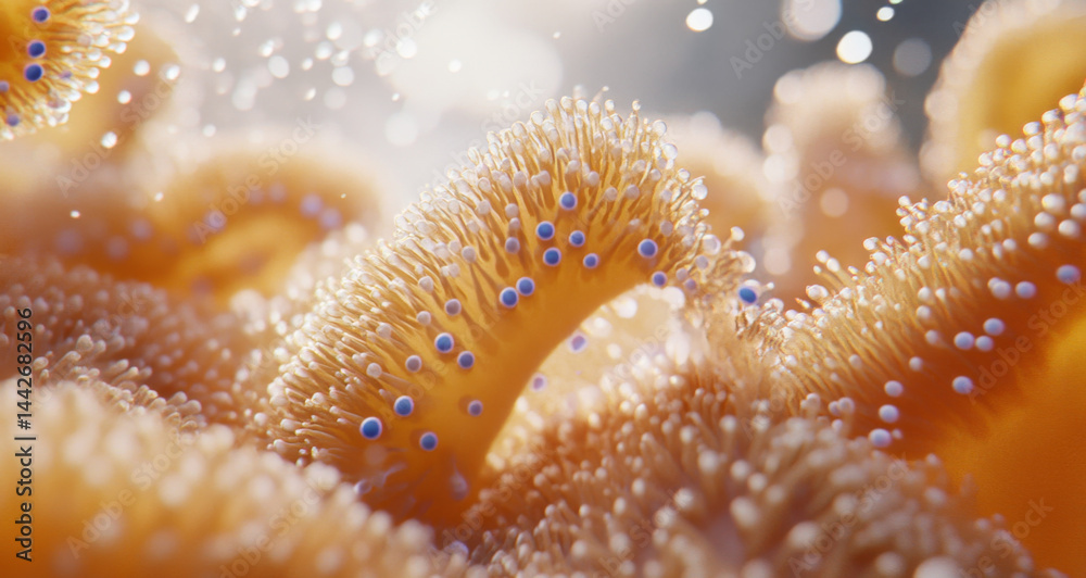 Coral close-up with pearls in soft light, suitable as background